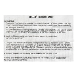 Supco BPV31 Bullet Piercing Tap Valve 1/4 In, 5/16 In, 3/8 In. Od