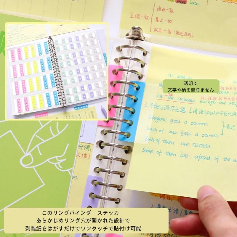 Tsukitoy Punch Hole Reinforced Seals, Transparent Seal Book, Filing Seals,