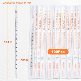 Biologix 100Pcs 10mL Serological Pipette, Polystyrene Disposable Graduated Lab Pipettes for Cell Culture, Clinical Diagnostics, Biomedical Research, Sterile, Orange