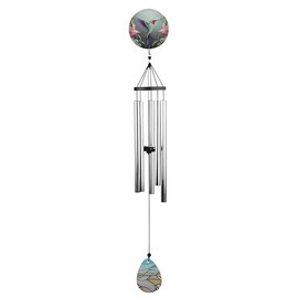 ICE ARMOR 37" Long Hummingbird Glass Wind Chime Statue Sculpture Ornament Decoration Home/Room Decor Ideas for Housewarming, Holidays and Birthdays Great Collectible