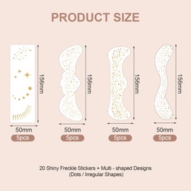 SUNNIFLY Pack of 20 Glitter Face Freckles Tattoo, Waterproof Glitter Freckles Tattoo for Parties, Birthdays, Parties, Performances (4 Different Designs)