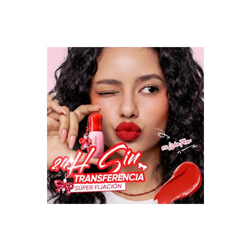 Lip Tint con Cadena, Tinta para labios, Acabado Mate, 24H