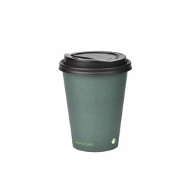 BIOFUTURE Biodegradable Coffee Cups - Disposable Paper Cups with Lids – Made from Premium PLA and CPLA, Eco-Friendly Design and Sustainable, Certified EN 13432 (50 Pack) (Green, 12oz)