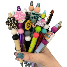 Ballpoint Mystery Pens black ink silicone beads:_Coffee
