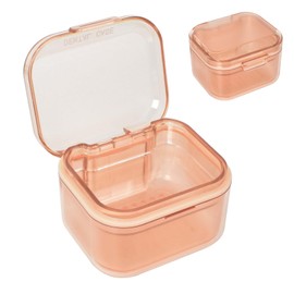 Cleminsta Dentures Box, Prosthesis Box and Braces Box, High-Quality Denture Box with Sieve & Prosthesis Box, Ideal as an Aligner Mouth Guard Case, False Teeth Container, Dental Splint Box (Orange)