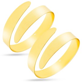 RechicGu 2 Pieces Greek Upper Arm Bracelet Cuff Band Metal Adjustable Gypsy Bohemian Armband Bangle Jewelry Set Armlet Belly Dancer Costume Wedding Gold