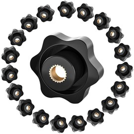 Star Grip Nut Internal Thread M8 × 32 mm, Pack of 20 Clamping Knob, Black Plastic Knurled Nut, Star Head Clamping Knob, Knurled Grip Nuts for Mechanical, Industrial Electronic Devices