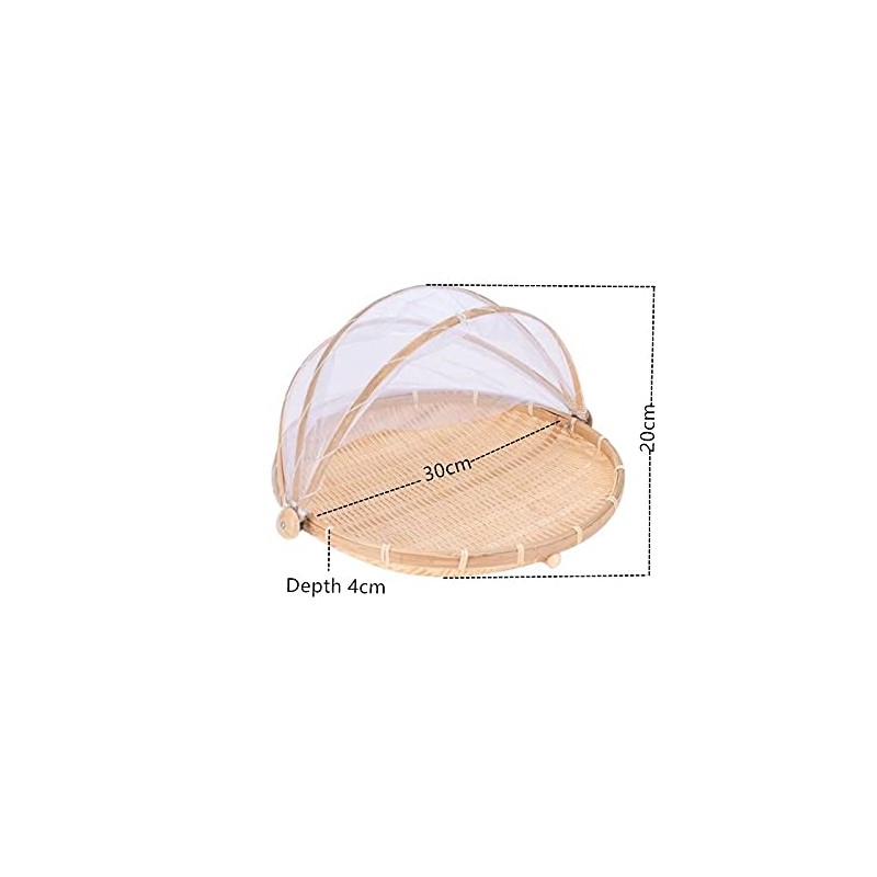 Xshelley round bamboo tent basket with lid, vegetables/fruits, bread, storage