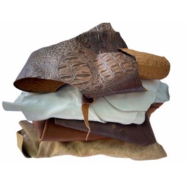 Leather Scraps - Soft and Flexible. New Larger Sizes. Mixed Colors. 2-7 Pieces per Pack. 2 lbs.