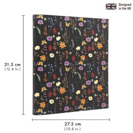 Pukka Pad, Bloom A4 Preloaded Rollbound Ringbinder – includes Personal Details and Planner Pages – Comes Preloaded with 5-Part Dividers – Standard D-Ring Mechanism - Black