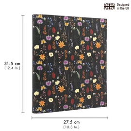 Pukka Pad, Bloom A4 Preloaded Rollbound Ringbinder – includes Personal Details and Planner Pages – Comes Preloaded with 5-Part Dividers – Standard D-Ring Mechanism - Black