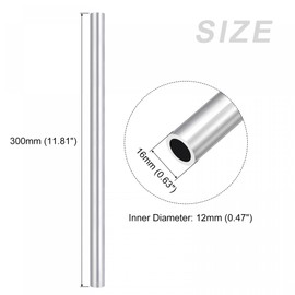 sourcing map 6063 Aluminum Tube (16mm OD x 12mm ID x 300mm L), Aluminum Round Tubing - for Home Furnishing, Machinery, DIY Handicraft
