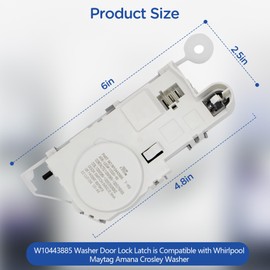 WPW10443885 Washer Door Lock Latch Replaces W10443885 3020352 AP6021486 PS11754810 EAP11754810, Fit for Whirlpool Maytag Washer MHW5100DW0 WFW92HEFC0 MHW3505FW1