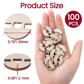 SmallCat 100PCS Wooden Pom Pom Buttons for Hats, Love Heart Handmade Craft Fastener Buttons, Removable Faux Fur Pom Poms Keeper Holders for Decoration, DIY, Knitting Beanies (2 cm)