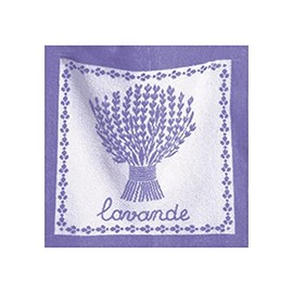 Coucke French Cotton Square Terry Towel, Lavande Lavande, 20-Inches by 20-Inches, Lavender, White