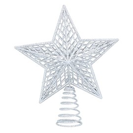 Gisela Graham Silver Glitter Acrylic 23 Centimetre Tree Top Star