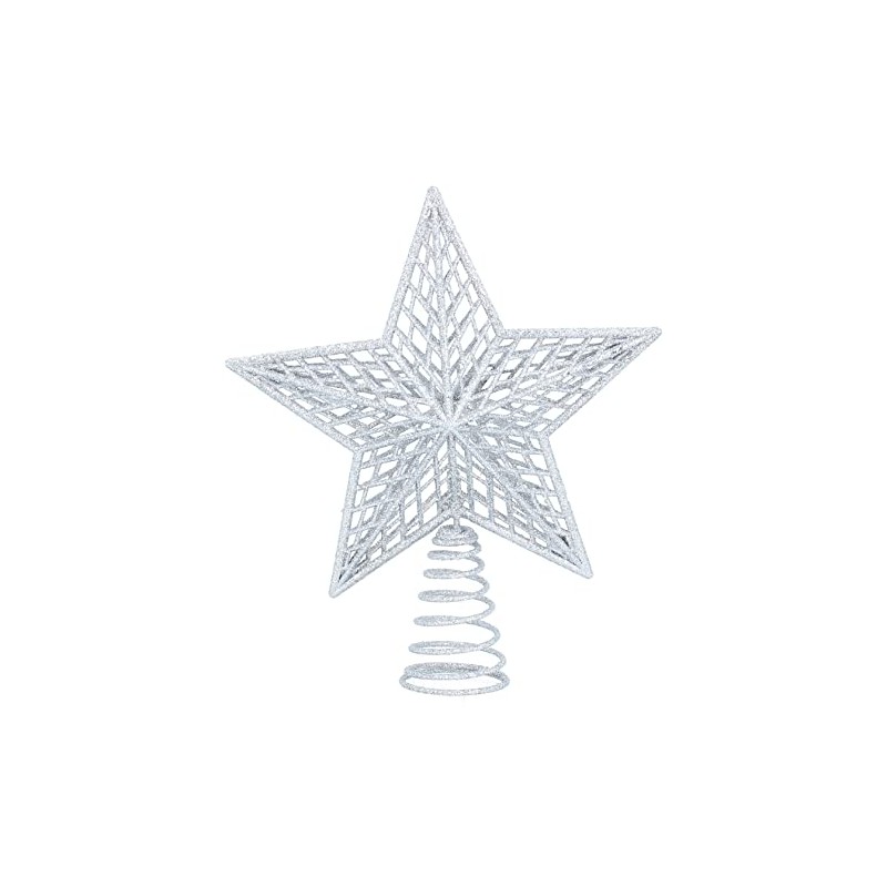 Gisela Graham Silver Glitter Acrylic 23 Centimetre Tree Top Star