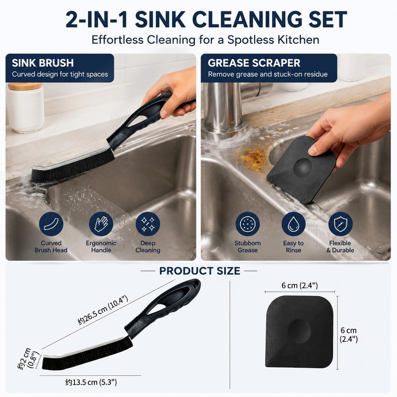 MxTong Sink Cleaning Tool Kitchen Cleaning Brush Kit