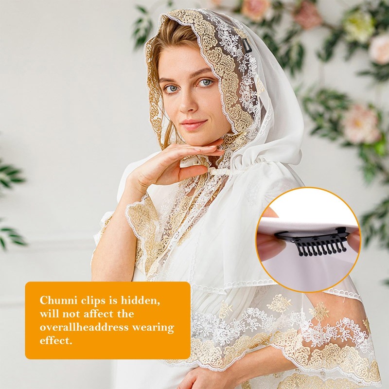 Luwrevc Chunni Clips with Safety Pins, 12Pcs Teeth Strong Dupatta