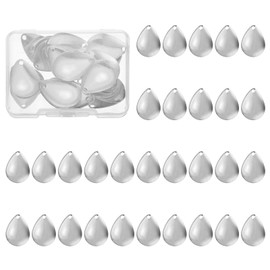 PATIKIL Fishing Lure Blades, 40 Pack 0.9" x 0.7" Fishing Spinner Baits Willowleaf Lure Spinner Making Part with Plastic Storage Box for Bait Fish Accessories, Silver Tone