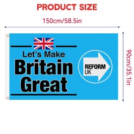 Reform Uk Flag 150X90Cm Flags Large Outdoor Decorative Union Jack Flag for Yard, Balcony & Events, Durable Polyester with Grommets