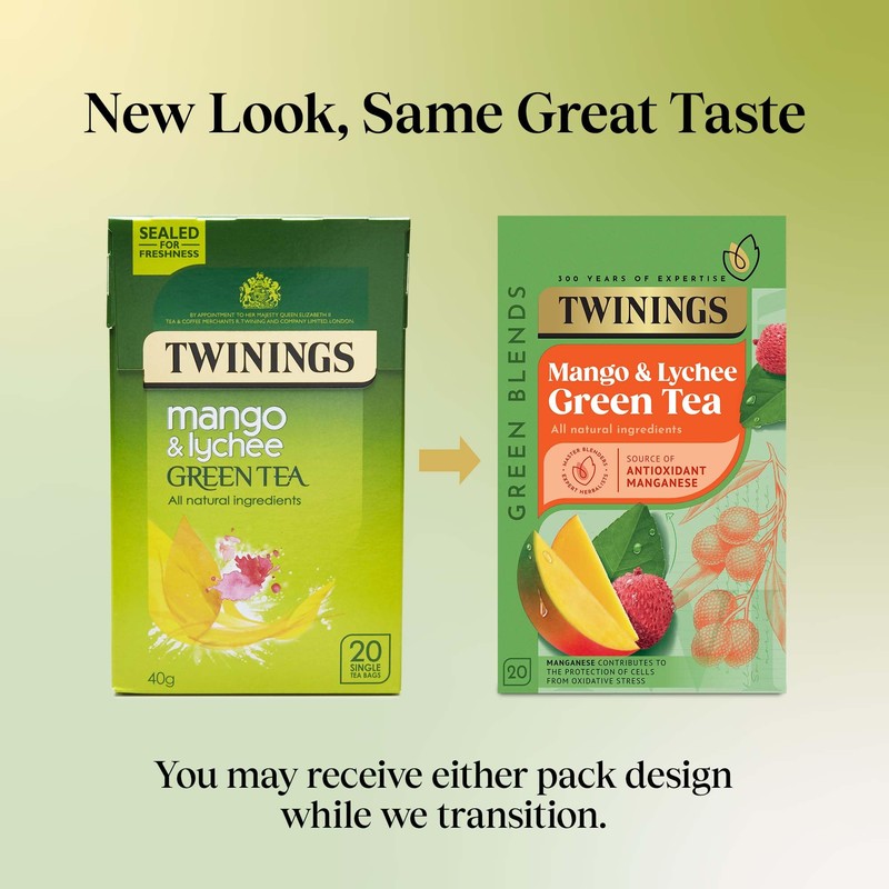 Twinings Mango and Lychee Green Tea, 80 Tea Bags (Multipack