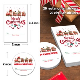 Christmas Stickers for Women Girls Friends, 40 Pcs Xmas to and from Name Tags Stickers, Christmas Round Labels for Xmas Present Wrapping - A02
