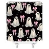 FJLLFJ Halloween Ghost Shower Curtain,Cute Spooky Bow Festival Black White