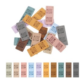 sourcing map 50pcs PU Leather Label, Sewing Embossed Tags Embellishment Knit DIY Accessories for Jeans Bags Shoes (10 Colors)