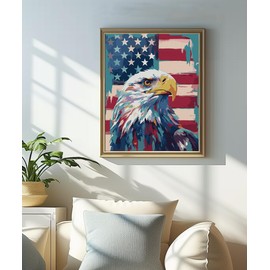 Petrala Paint by Number for Adults American Flag Paint by Numbers Kit Bald Eagle Colorful Animal DIY Paintworks Acrylic Artwork Craft for Home Decor Without Frame, 16x20 Inch