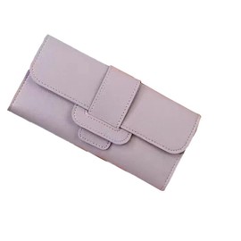 FATASH Women's Designer Leather Wallet | RFID Blocking Long Purse with Phone Pocket | Elegant Card Holder & Coin Pouch | Slim, Stylish Travel Handbag Clutch for Everyday Use - Purple Grey