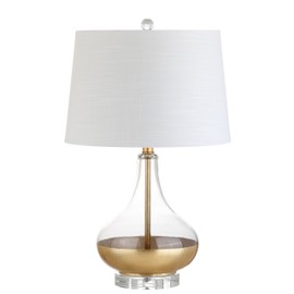 JONATHAN Y JYL5007A West 24.5" Glass LED Table Lamp Modern,Contemporary,Glam for Bedroom, Living Room, Office, College Dorm, Coffee Table, Bookcase, GoldLeaf