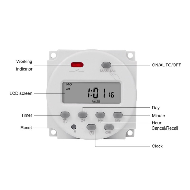 Small Type 7 Days Programmable Digital Displayed Timer Switch 1S~168h