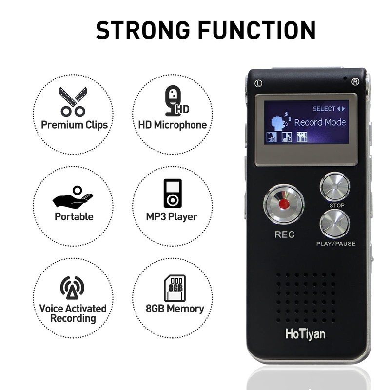 Digital Voice Recorders 8GB Audio Recorder Voice Activated Recorder for