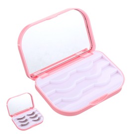 FdcLixuvol Eyelash Storage Case, 3 Layer Lash Case Makeup Storage Box with Makeup Mirror Empty Travel Cases Cosmetic Organizer Box Fake Eyelash Container Lash Packaging (Pink)