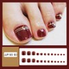 24Pcs Wine Red Press on Toenails for Women Summer Short