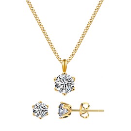 murtoo Necklaces for Women Birthstone Necklace and Earrings Sets Jewellery Sets with Gift Box,Christmas birthday anniversary jewellery gifts for women,Valentine gifts for her (Gold White-Apr.)