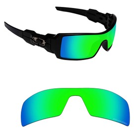 Alphax Emerald Green Optimized Polarized Engraved Replacement Lenses for Oakley Oil Rig
