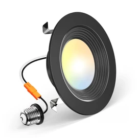 Amico 1 Pack Black Retrofit LED Recessed Lighting 4 Inch, Selectable 2700K/3000K/4000K/5000K/6000K, Dimmable LED Can Lights with Baffle Trim, 8.5W=60W, 650LM, IC & Damp Rated, ETL & FCC Certified