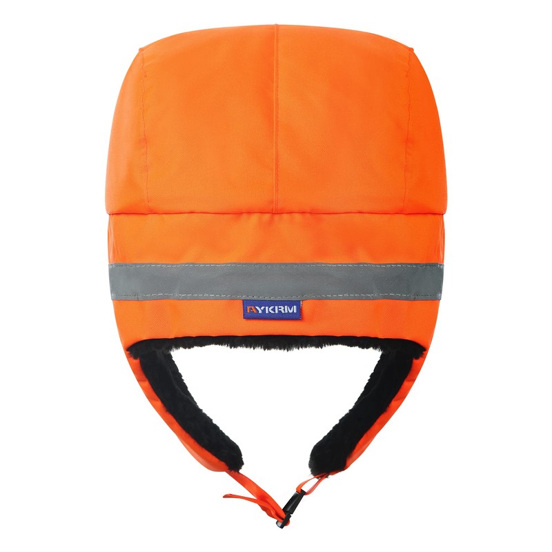 AYKRM Orange Wooly hat High Visibility Viz Keep Warm Trapper