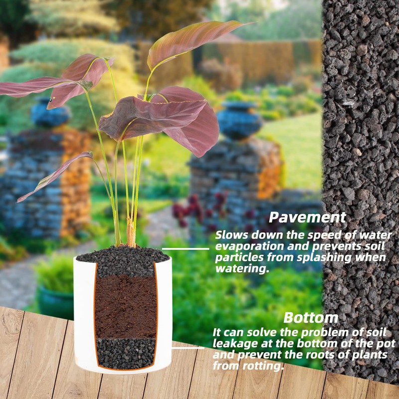 7lb Black Lava Rock for Plant, 1/8-1/4 inch Horticultural Volcanic