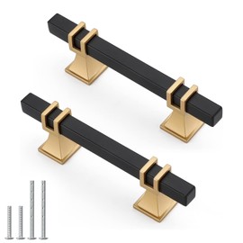 Lepatape 10 Pack 3 Inch Black & Gold Cabinet Pulls - Modern Kitchen Cabinet Hardware