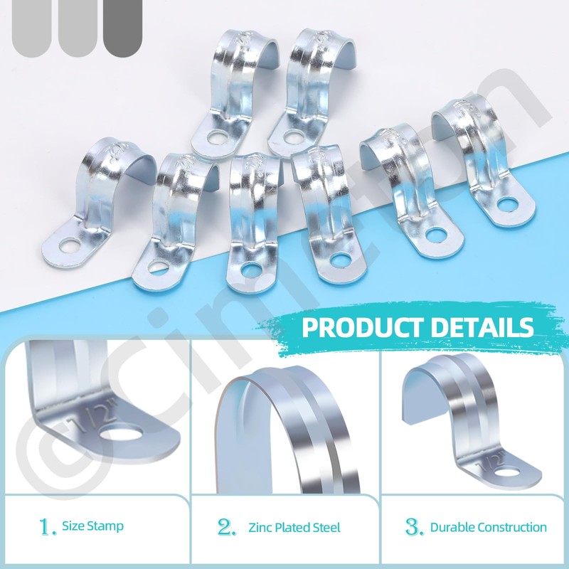 Cimeton 30Pcs 1/2 Inch One Hole Pipe Strap Single Hole