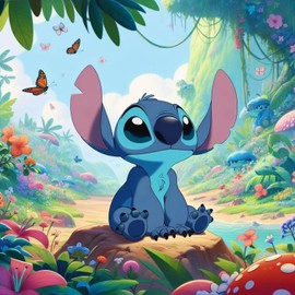 5D Stitch Diamond Painting Butterfly, Cartoon Anime Diamond Painting, Full Drill DIY Flowers Diamond Painting, Mosaic Art Kit, Ideal for Beginners and Professionals, Perfect as Wall Decoration, 30 x