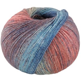 LANA GROSSA Gomitolo Mambo Fluffy Cotton Yarn with Interesting Striped Colour Gradient from the Ball Hand Knitting Yarn Made of 100% Cotton (Organic) 100 g Wool for Knitting and Crocheting 240 m Yarn
