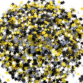 HOTUT Star Confetti, 45 g Glitter Confetti Stars Confetti Decoration Christmas Black Gold Silver Stars Sequins Confetti Table Decoration for Wedding, Birthday, Parties, Anniversaries