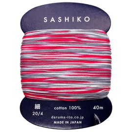 DARUMA 01-2400 Sashiko Yarn, Fine, 3-Color Kasuri, Card Spool, Approx. 131.2 ft (40 m), Col. 403 Morning Glory