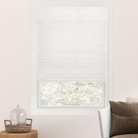 CHICOLOGY Bamboo Roman Shades - Customer Favorite Light Filtering Blinds for Windows, Premium Quality, Ideal for Home, Snow White, 23"W X 64"H