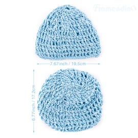 Framendino, 3 Pack Mesh Crochet Hair Net Rayon Knit Snoods Hat Thick Hairnet Snood Cover Ornament for Night Sleeping Accessories (Blue & Black Khaki)