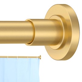 CorkLatta Shower Curtain Rod 31 to 80 Inch,1 Inch Diameter Adjustable Gold Spring Tension Stainless Steel Telescoping Rod,Easy Install,No Rust
